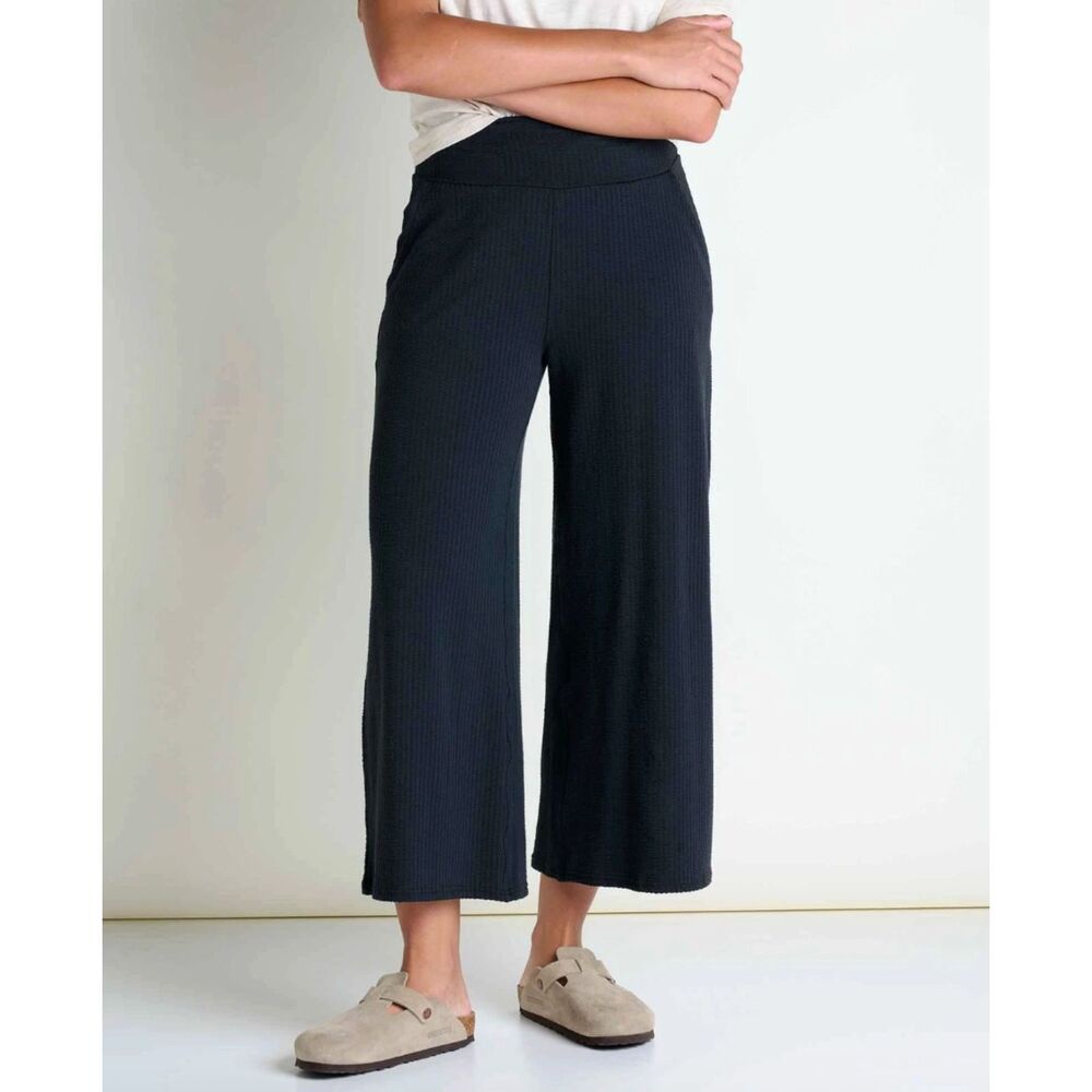 Toad&Co Chaka Wide Leg Crop Pant in Navy Blue Texture - Size M (Orig. $85)